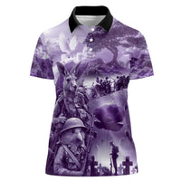 Purple ANZAC Day The Battle of Lone Pine Women Polo Shirt Kiwi-Kangaroo Soldier Lest We Forget