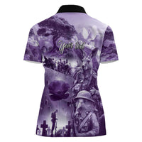 Purple ANZAC Day The Battle of Lone Pine Women Polo Shirt Kiwi-Kangaroo Soldier Lest We Forget
