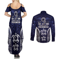 FSM Chuuk States Couples Matching Summer Maxi Dress and Long Sleeve Button Shirt Micronesia Six 9 One Polynesian Tribal Pattern LT9 - Polynesian Pride