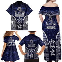 FSM Chuuk States Family Matching Off Shoulder Maxi Dress and Hawaiian Shirt Micronesia Six 9 One Polynesian Tribal Pattern
