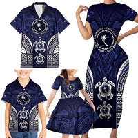 FSM Chuuk States Family Matching Short Sleeve Bodycon Dress and Hawaiian Shirt Micronesia Six 9 One Polynesian Tribal Pattern
