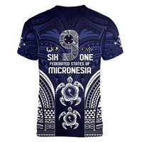 FSM Chuuk States Women V-Neck T-Shirt Micronesia Six 9 One Polynesian Tribal Pattern