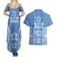 FSM Kosrae States Couples Matching Summer Maxi Dress and Hawaiian Shirt Micronesia Six 9 One Polynesian Tribal Pattern