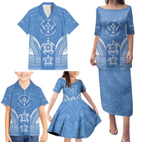 FSM Kosrae States Family Matching Puletasi and Hawaiian Shirt Micronesia Six 9 One Polynesian Tribal Pattern