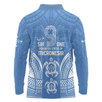 FSM Kosrae States Long Sleeve Polo Shirt Micronesia Six 9 One Polynesian Tribal Pattern