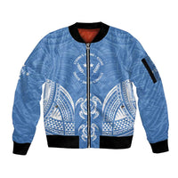 FSM Kosrae States Sleeve Zip Bomber Jacket Micronesia Six 9 One Polynesian Tribal Pattern