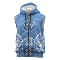 FSM Kosrae States Sleeveless Zip Hoodie Micronesia Six 9 One Polynesian Tribal Pattern LT9 Blue - Polynesian Pride