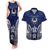 FSM Pohnpei States Couples Matching Tank Maxi Dress and Hawaiian Shirt Micronesia Six 9 One Polynesian Tribal Pattern