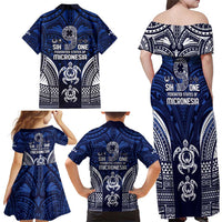 FSM Pohnpei States Family Matching Off Shoulder Maxi Dress and Hawaiian Shirt Micronesia Six 9 One Polynesian Tribal Pattern