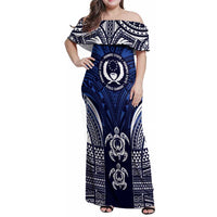 FSM Pohnpei States Family Matching Off Shoulder Maxi Dress and Hawaiian Shirt Micronesia Six 9 One Polynesian Tribal Pattern