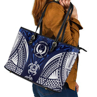 FSM Pohnpei States Leather Tote Bag Micronesia Six 9 One Polynesian Tribal Pattern