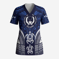 FSM Pohnpei States Scrub Top Micronesia Six 9 One Polynesian Tribal Pattern - Polynesian Pride