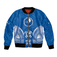 FSM Yap States Bomber Jacket Micronesia Six 9 One Polynesian Tribal Pattern LT9 Unisex Blue - Polynesian Pride