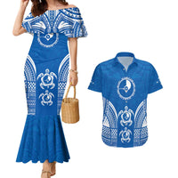 FSM Yap States Couples Matching Mermaid Dress and Hawaiian Shirt Micronesia Six 9 One Polynesian Tribal Pattern