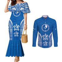 FSM Yap States Couples Matching Mermaid Dress and Long Sleeve Button Shirt Micronesia Six 9 One Polynesian Tribal Pattern