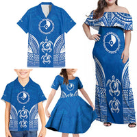 FSM Yap States Family Matching Off Shoulder Maxi Dress and Hawaiian Shirt Micronesia Six 9 One Polynesian Tribal Pattern