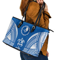 FSM Yap States Leather Tote Bag Micronesia Six 9 One Polynesian Tribal Pattern