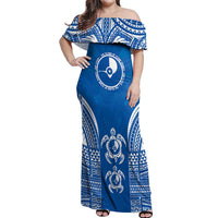 FSM Yap States Off Shoulder Maxi Dress Micronesia Six 9 One Polynesian Tribal Pattern