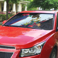 American Samoa Flag Day Since 1900 Auto Sun Shade Samoa Muamua Le Atua Tropical Flowers - Polynesian Pride