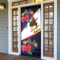 American Samoa Flag Day Since 1900 Door Cover Samoa Muamua Le Atua Tropical Flowers - Polynesian Pride