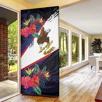 American Samoa Flag Day Since 1900 Door Cover Samoa Muamua Le Atua Tropical Flowers - Polynesian Pride