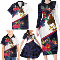 American Samoa Flag Day Since 1900 Family Matching Long Sleeve Bodycon Dress and Hawaiian Shirt Samoa Muamua Le Atua Tropical Flowers