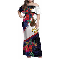 American Samoa Flag Day Since 1900 Family Matching Off Shoulder Maxi Dress and Hawaiian Shirt Samoa Muamua Le Atua Tropical Flowers