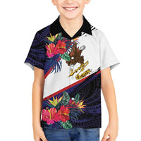 American Samoa Flag Day Since 1900 Kid Hawaiian Shirt Samoa Muamua Le Atua Tropical Flowers