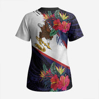 American Samoa Flag Day Since 1900 Scrub Top Samoa Muamua Le Atua Tropical Flowers LT9 - Polynesian Pride
