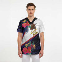 American Samoa Flag Day Since 1900 Scrub Top Samoa Muamua Le Atua Tropical Flowers LT9 - Polynesian Pride