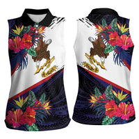 American Samoa Flag Day Since 1900 Women Sleeveless Polo Shirt Samoa Muamua Le Atua Tropical Flowers
