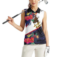 American Samoa Flag Day Since 1900 Women Sleeveless Polo Shirt Samoa Muamua Le Atua Tropical Flowers