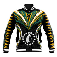 Polynesian Pride Aitutaki Island Baseball Jacket Cook Islands Tribal Wave Style LT9 Unisex Black - Polynesian Pride