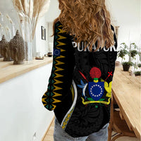 Polynesian Pride Pukapuka Island Women Casual Shirt Cook Islands Tribal Wave Style LT9 - Polynesian Pride