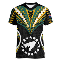 (Personalised) Polynesian Pride Pukapuka Island Women V Neck T Shirt Cook Islands Tribal Wave Style LT9 Female Black - Polynesian Pride