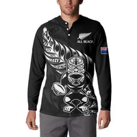 New Zealand Rugby Custom Button Sweatshirt Opango All Black Fern
