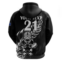 New Zealand Rugby Custom Zip Hoodie Opango All Black Fern