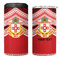 Personalised Kolisi Tonga College Atele 4 in 1 Can Cooler Tumbler Polynesian Ngatu Tribal