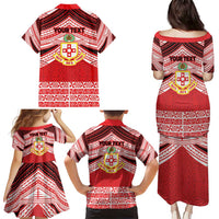 Personalised Kolisi Tonga College Atele Family Matching Puletasi and Hawaiian Shirt Polynesian Ngatu Tribal