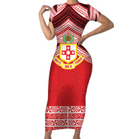 Personalised Kolisi Tonga College Atele Family Matching Short Sleeve Bodycon Dress and Hawaiian Shirt Polynesian Ngatu Tribal