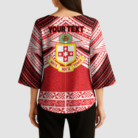 Personalised Kolisi Tonga College Atele Kimono Sleeve Blouse Polynesian Ngatu Tribal - Polynesian Pride