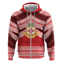 Personalised Kolisi Tonga College Atele Zip Hoodie Polynesian Ngatu Tribal