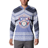 Personalised Tonga Apifoou College Button Sweatshirt Polynesian Ngatu Tribal