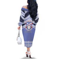 Personalised Tonga Apifoou College Family Matching Off The Shoulder Long Sleeve Dress and Hawaiian Shirt Polynesian Ngatu Tribal