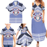 Personalised Tonga Apifoou College Family Matching Summer Maxi Dress and Hawaiian Shirt Polynesian Ngatu Tribal