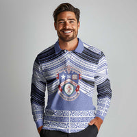 Personalised Tonga Apifoou College Long Sleeve Polo Shirt Polynesian Ngatu Tribal