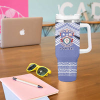 Personalised Tonga Apifoou College Tumbler With Handle Polynesian Ngatu Tribal