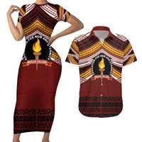 Personalised Tonga Beulah College Couples Matching Short Sleeve Bodycon Dress and Hawaiian Shirt Polynesian Ngatu Tribal