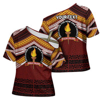 Personalised Tonga Beulah College Cross Shoulder Shirt Polynesian Ngatu Tribal - Polynesian Pride