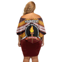 Personalised Tonga Beulah College Family Matching Off Shoulder Short Dress and Hawaiian Shirt Polynesian Ngatu Tribal